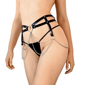 Шкіряний пояс декорований ланцюжками Art of Sex - Becky, розмір L-2XL, колір Чорний Sex Aura