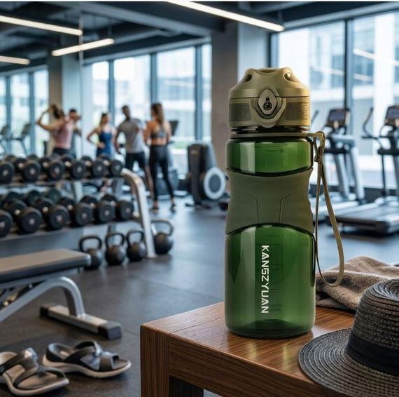 Спортивная бутылка для воды KANGZYUAN 450 мл зеленая, тритановая (BPA Free) | Зображення 6