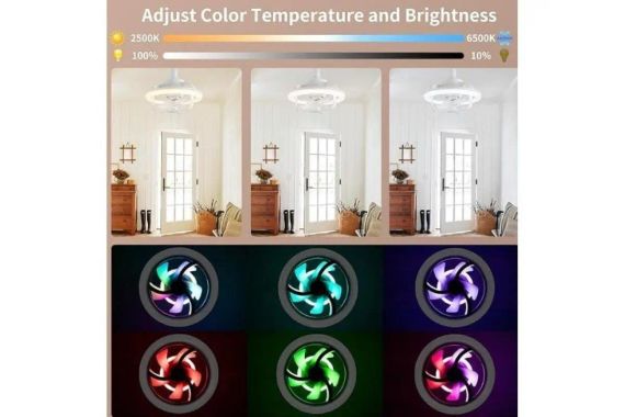 Лампа - вентилятор в патрон+пульт LED AROMATHERAPY FAN LIGHT CHP-008 RGB 2835RGB | Зображення 3