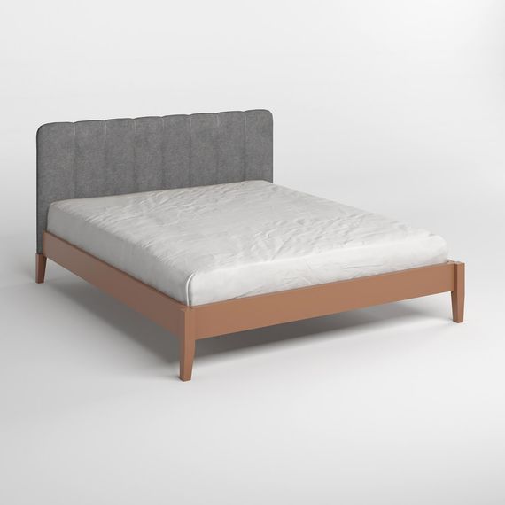 Двоспальне дерев&#039;яне ліжко Mebigrand Лондон ДК Коричневий (RAL8025)/Аляска 93 (Сірий) Б1 140х200 см (MBG-6805) | Зображення 1