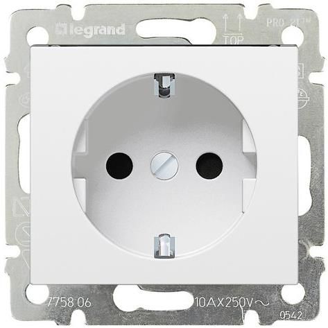 Valena Classic Legrand розетка силовая  Schuko 16А 250В со шторками авт. клеммы белая (774222)