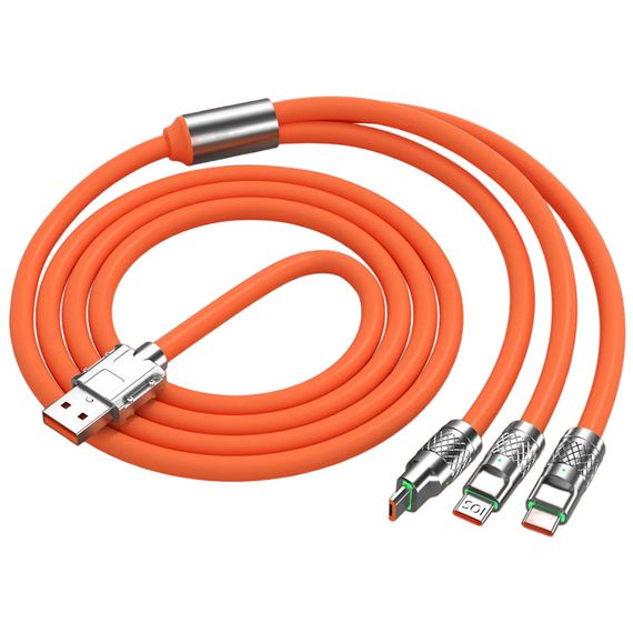 Кабель 6A 120W для швидкого заряджання 3 в 1 Type-C Lightning Micro-usb
