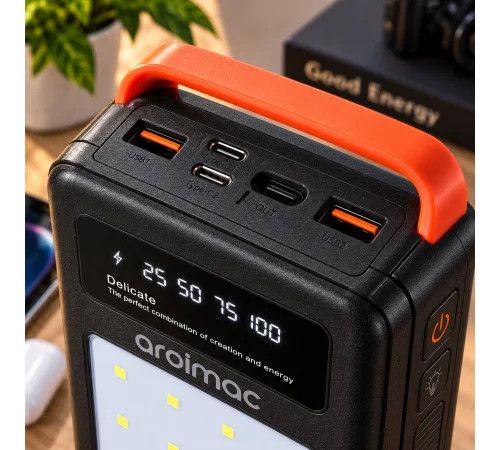 Power Bank Aroimac 69-88 100000 mAh черный • Внешний аккумулятор Aroimac 69-88 100000 mAh с LED-фонарем и цифровым индикатором | Зображення 5