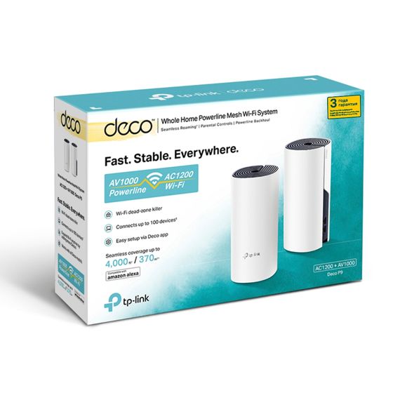 Маршрутизатор TP-Link  DECO P9 2PK AC1200+AC1000 2xGE LAN/WAN Powerline MESH (DECO-P9-2-PACK) | Зображення 2