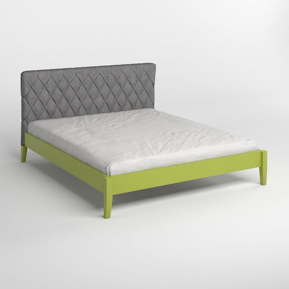 Двоспальне дерев&#039;яне ліжко Mebigrand Венеція ДК Лайм (S3050G70Y)/Аляска 93 (Сірий) 140х200 см (MBG-5610) | Зображення 1