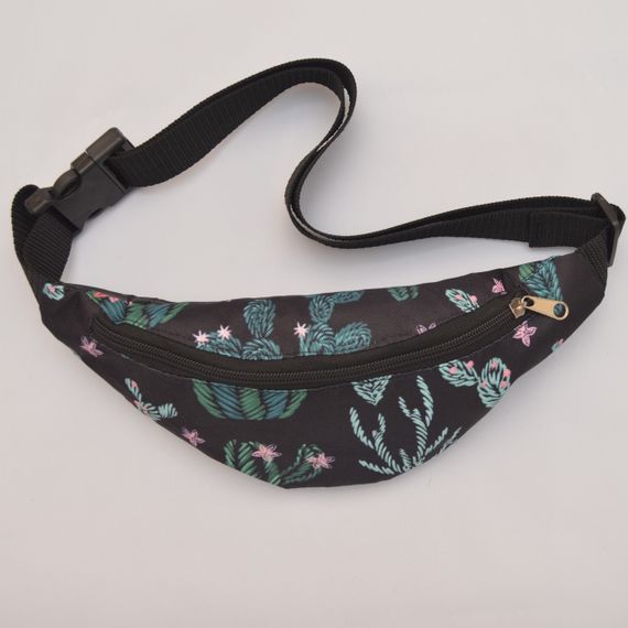 Сумка поясна бананка 4Profi Міні з принтом Кактуси  зелений з одним відділенням 20098 | Зображення 1