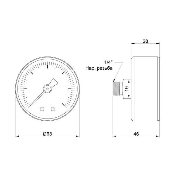 Манометр Icma 1/4" 0-6 барів, заднє під'єднання No243 | Зображення 1