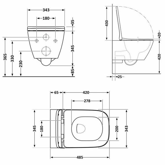 Унітаз підвісний Qtap Gemini Ultra Quiet 485×340×350 мм, White, з сидінням Slim Duroplast / Soft-close / Quick Release | Зображення 1