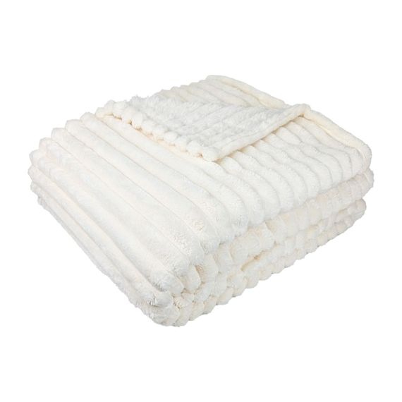 Плед флісовий в смужку(3 см) айворі Love You 200 x 220 см | Зображення 1