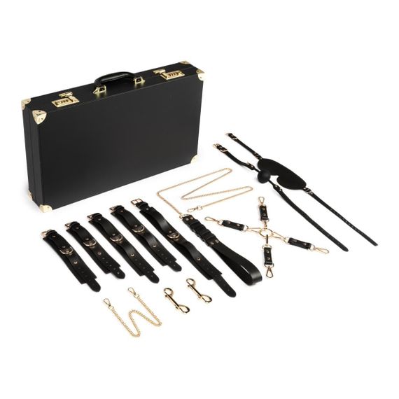 Набір для BDSM Bedroom Fantasies: Bondage Suitcase 13 Pcs — Cow Leather Sex Aura | Зображення 1