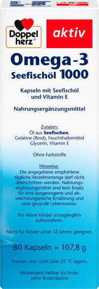 Доппельгерц Омега-3 1000мг. Doppelherz Omega-3 1000 мг. жир морської риби, 80 капсул | Зображення 2