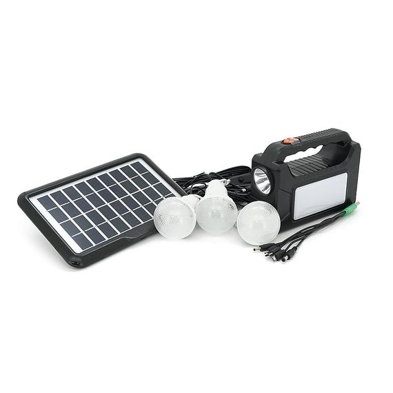 Переносной фонарь EP-392 + Solar, Функции: PowerBank, АКБ 6V/4000mAh, Black, Box