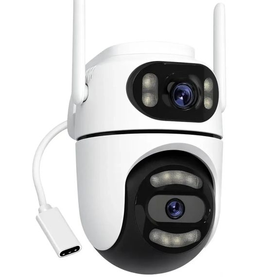 Вулична Wi-Fi камера на 2 об'єктиви, 8MP (від Type-C) Q2/Поворотна камера відеоспостереження/WiFi камера спостереження | Зображення 2