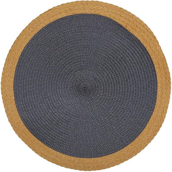 Набір 6 сервірувальних серветок (плейсмат) "Natural Frame" Ø38см, синій поліпропілен