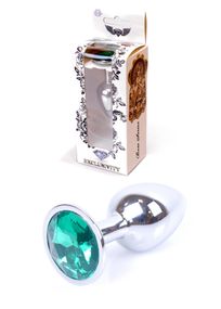 Анальна пробка B - Series HeavyFun Jewellery Silver Plug, зелена
