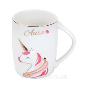 Чашка фарфоровая с рисунком единорога 400 мл Aura HP7187P