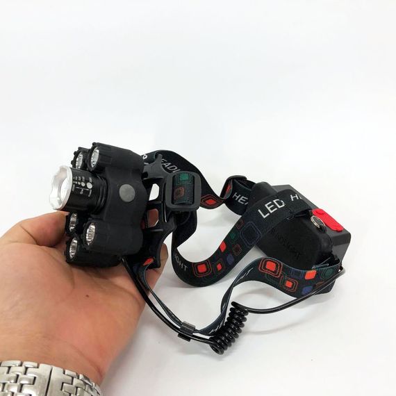 Яскравий світлодіодний ліхтар налобний Bailong Police BL-T78 5 led білий, налобний ліхтарик з FO-119 usb зарядкою | Зображення 7