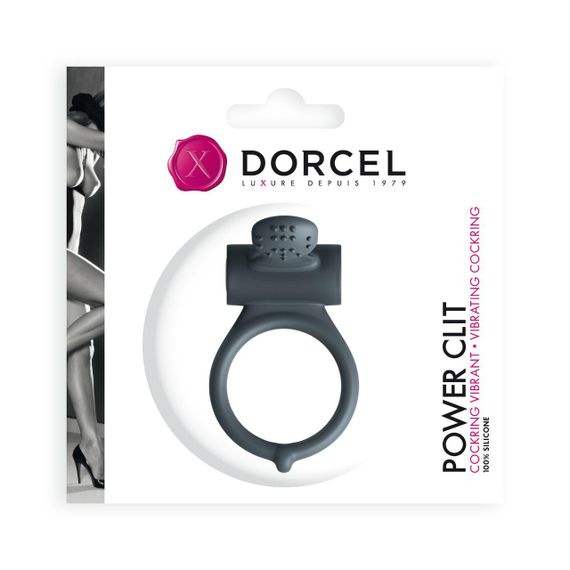 Эрекционное кольцо Dorcel Power Clit Black V2 с вибрацией, с язычком со щеточкой sexstyle | Зображення 1