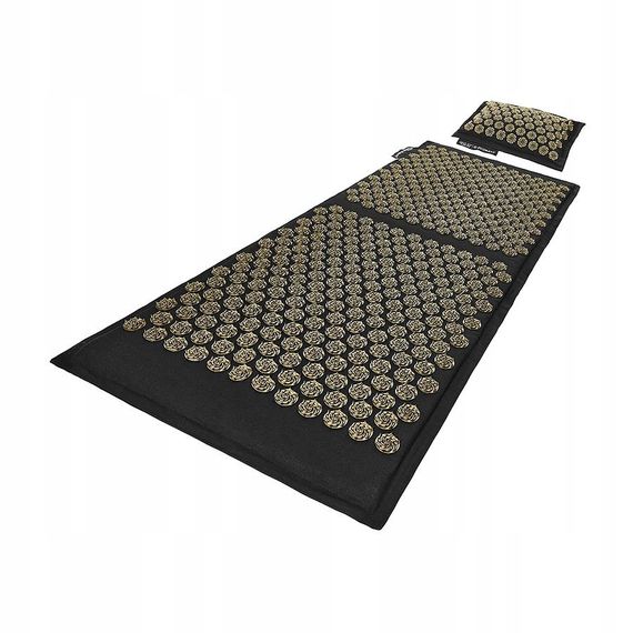 Килимок акупунктурний 4FIZJO Eco Mat Аплікатор Кузнєцова з подушкою 130 x 50 см Black/Gold 4FJ0291 (P-5907739313591) | Зображення 1