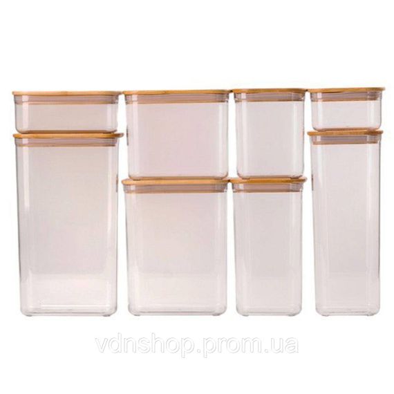 Набор банок для сыпучих продуктов 8 штук емкости с бамбуковой крышкой HP-1303