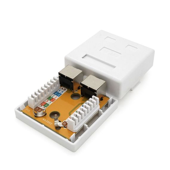 Розетка RITAR FTP 8P8C RJ45 2 порт Cat-5, накладна біла | Зображення 3