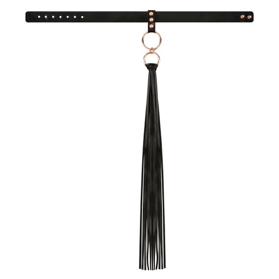Нашийник с флогером Rosy Gold - Collar with Flogger - Black | Зображення 3