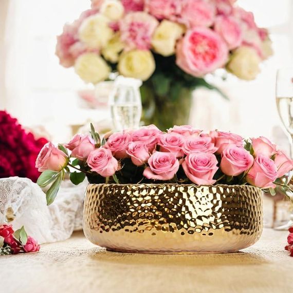 Миска декоративна велика золотиста, чаша для фруктів, цукерок, декорування, сервірування, салатниця фруктівниця 30 см | Зображення 1