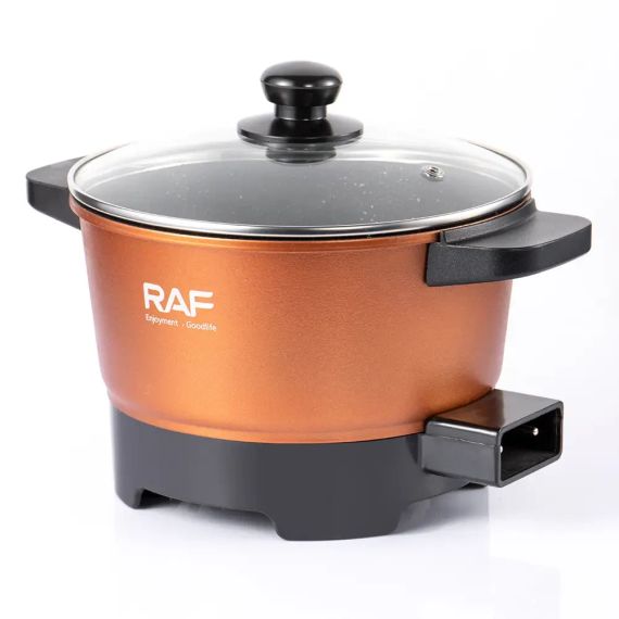 Електрична каструля з кришкою, 2.5 л, RAF R.5427, Жовтогаряча/Червона з антипригарним покриттям/Каструля від мережі | Зображення 5