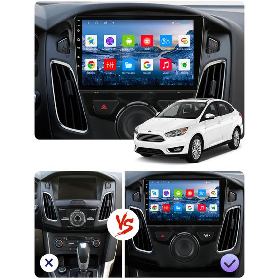 Штатная магнитола Lesko для Ford Focus III Рестайлинг 2014-2019 экран 9" 2/32Gb/ 4G/ Wi-Fi Premium GPS Форд | Зображення 1