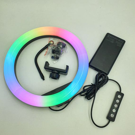 Кільцева світлодіодна лампа RGB LED RING MJ26 26 см із тримачем TM-700 для телефону | Зображення 9