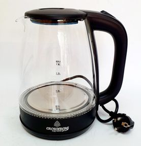 Скляний електричний чайник Crownberg CB-9410 із підсвічуванням 1,8 л Чорний