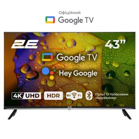 Телевізор 2E 43' LED 4K 60Hz Smart Google TV Black (2E-43A07KU)