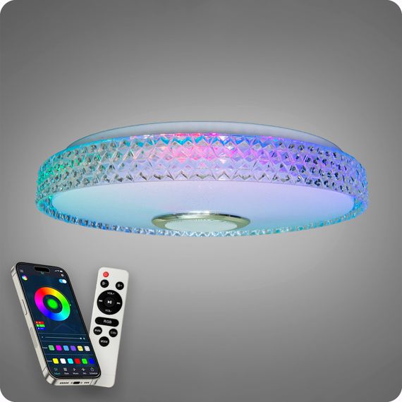 Люстра світлодіодна 517 Dlight RGB з пультом і  колонкою 70Вт Білий (02155) | Зображення 1