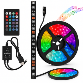 Підсвічування інтер'єру світлодіодною стрічкою 5050 RGB LED 5 м 220 v, Led стрічка в приміщення KT-91