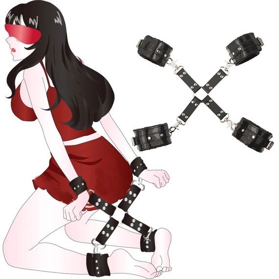 Набор БДСМ  «Love caresses» цвет черный, наручники, оковы, коннектор sexstyle | Зображення 8