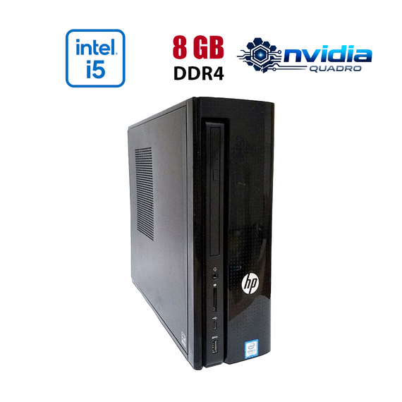 ПК HP Slimline 270-P043W SFF / Intel Core i5-7600 (4 ядра по 3.5 - 4.1 GHz) / 8 GB DDR4 / 512 GB SSD / nVidia Quadro P620, 4 GB GDDR5, 128-bit / Win 10 Lic б/в