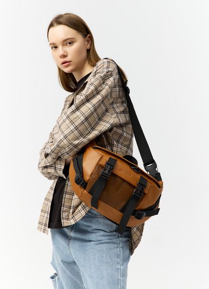 Велика жіноча поясна сумка бананка Sambag DynamicDart руда 38 × 21 × 7 см (80411121)