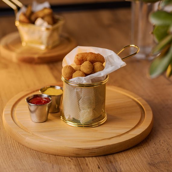 Корзина сервировочная для картофеля фри и снеков 9×9×9 см Золотая HP-19-5-G | Зображення 4