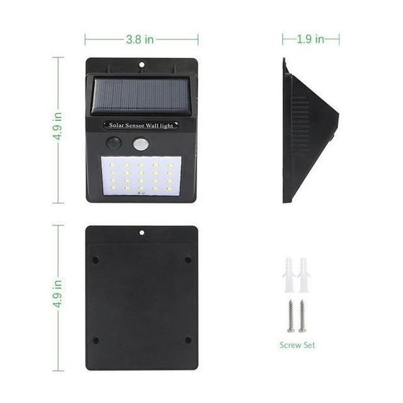 Светильник 20 Solar LED Solar Motion Sensor Light с датчиком движения на солнечных батареях | Зображення 2