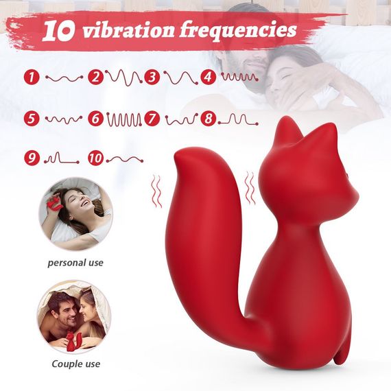 Міні-вібратор кліторальний Every Night Toys Doris у формі лисиці червоний, 10 режимів вібрації Sex Aura | Зображення 2