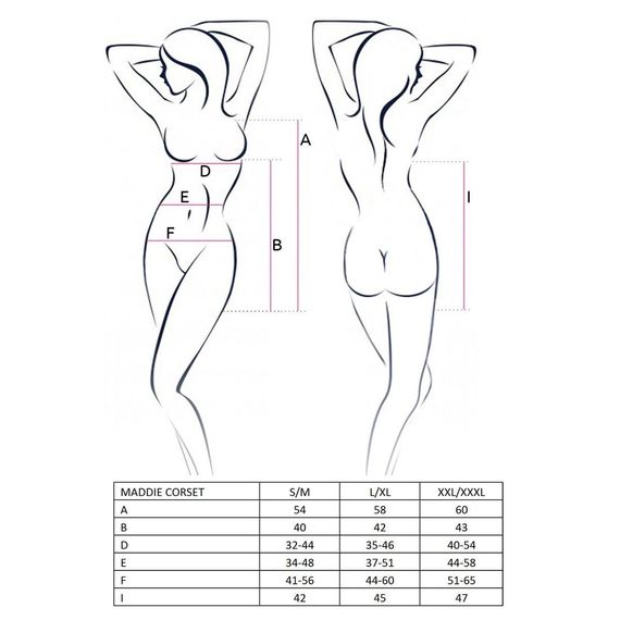 Корсет-сорочка з пажами Passion MADDIE CORSET L/XL, black, трусики | Зображення 2