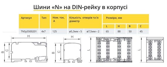 Шина «N» на DIN-рейку в корпусе 4х7 груп Ny95500201 | Зображення 1