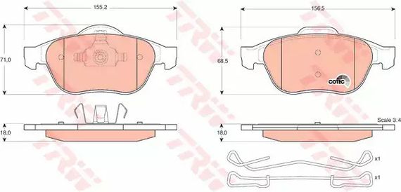 Колодки гальмівні RENAULT Espace/Grand Espace/Laguna/Laguna Estate/Break/Scenic RX4, TRW (G