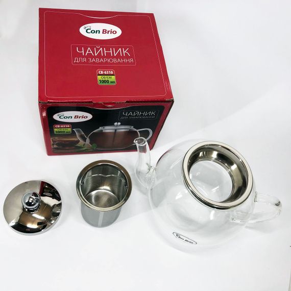 Заварювальний чайник Con Brio 1 л CB-6310, Чайник самовар скляний, Ексклюзивні чайники для заварювання. | Зображення 7