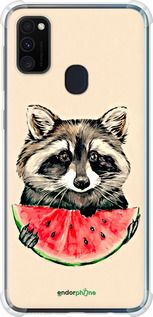 Чохол на Samsung Galaxy M21 M215F Єнотик з кавуном "4605sp-2016-2448"