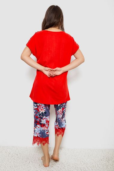 Пижама женская с принтом  -уценка, цвет красный, 243R1602-006-U-1 | Зображення 3