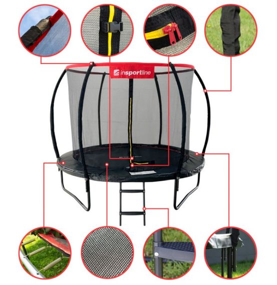 Батут із внутрішньою сіткою inSPORTline Flea PRO 244 см чорний (23878) | Зображення 1