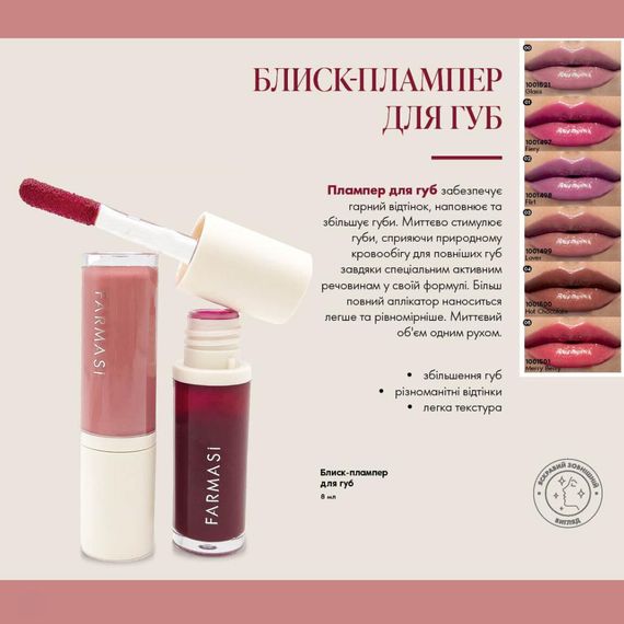 Блеск-плампер для увеличения губ Farmasi 01 Fiery 8 мл | Зображення 5