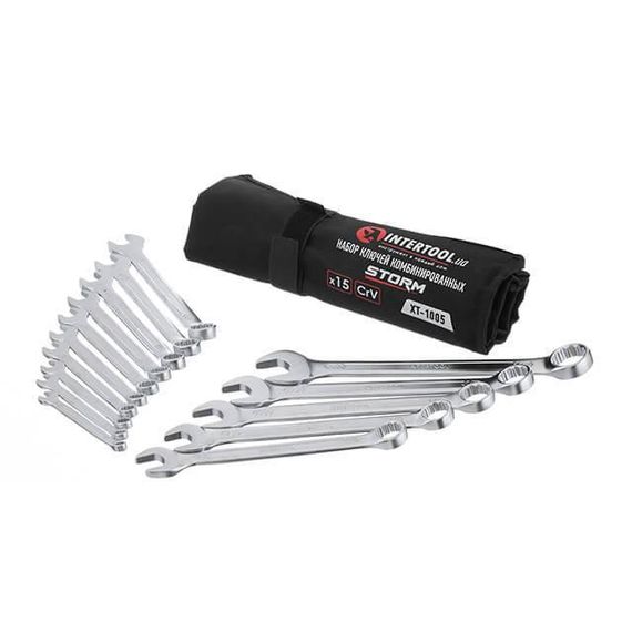Набір ключів комбінованих 15 од., STORM, 6-22 мм, Cr-V, чохол INTERTOOL XT-1005 | Зображення 2