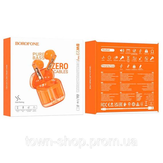 Наушники Bluetooth Borofone BW23, Orange, Кейс | Зображення 1